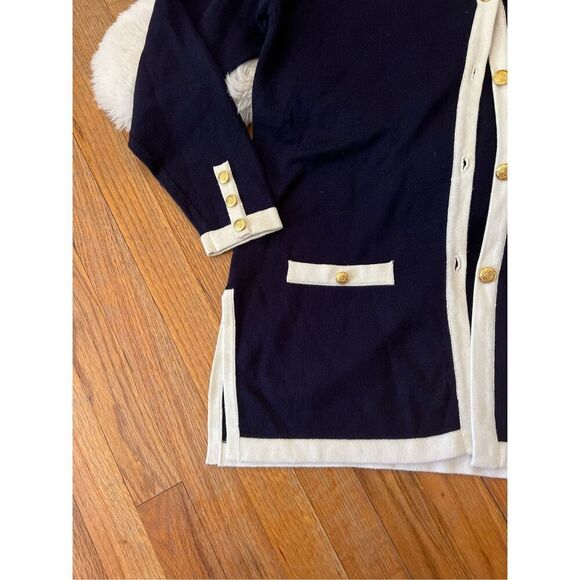 Vintage Norton Studio Navy & White Gold Buttoned Cardigan S - Picture 3 of 8